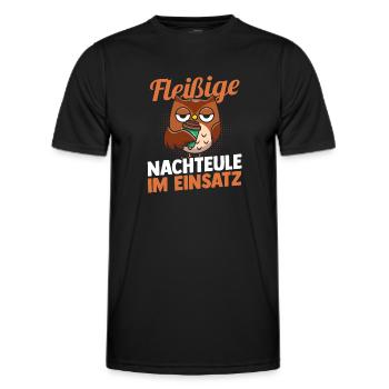 Fleißige Nachteule Nachtschicht - Männer Funktions-T-Shirt - Schwarz - Vorne - AI Model Male 178 dark (178cm)
