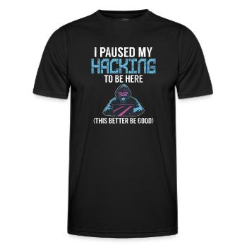 Piratage informatique en cybersécurité - T-shirt sport Homme - noir - Devant - AI Model Male 178 dark (178cm)