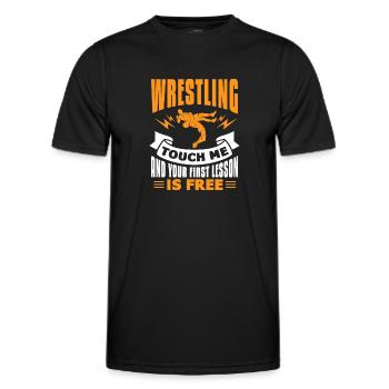 Wrestling Wrestler Fight Wrestling Ringer Gift - Men's Functional T-Shirt - black - Front - AI Model Male 178 dark (178cm)