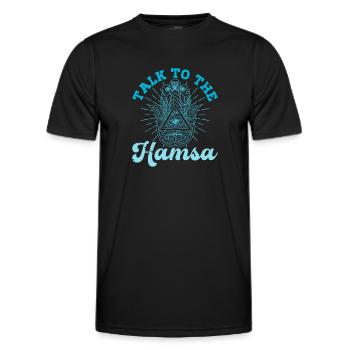 Hamsa Eye Hand Talisman Yoga Fluchschutz - Männer Funktions-T-Shirt - Schwarz - Vorne - AI Model Male 178 dark (178cm)