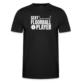 Jeu de floorball Unihockey - Joueur de floorball sexy - T-shirt sport Homme - noir - Devant - AI Model Male 178 dark (178cm)