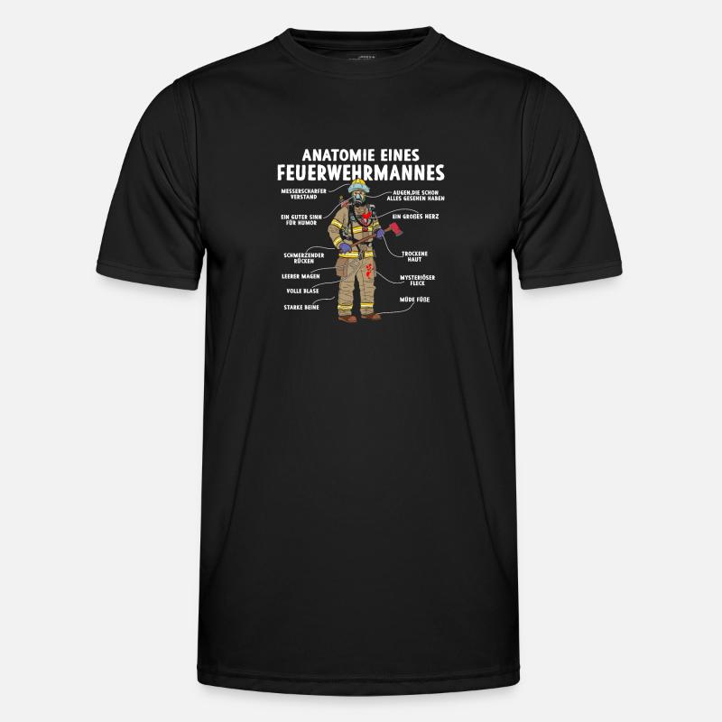 Anatomie eines Feuerwehrmannes - Männer Funktions-T-Shirt - Schwarz