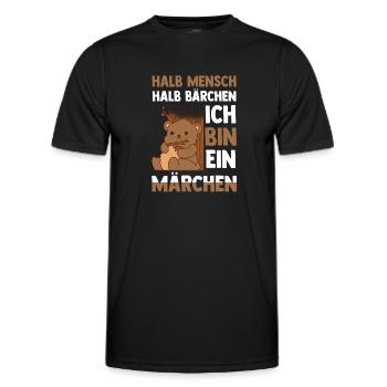 Mi-humain, mi-ours - T-shirt sport Homme - noir - Devant - AI Model Male 178 dark (178cm)