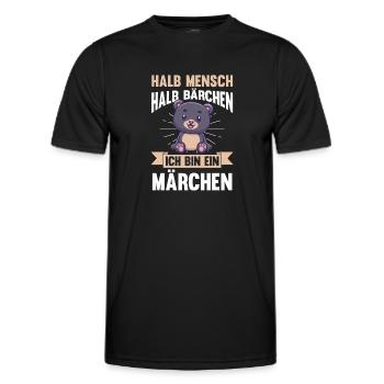 Mi-humain, mi-ours - T-shirt sport Homme - noir - Devant - AI Model Male 178 dark (178cm)