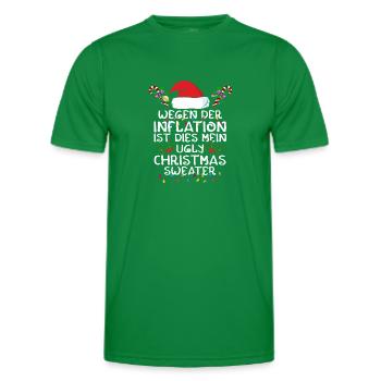 Wegen Inflation Ist Dies Ugly Christmas Sweater - Männer Funktions-T-Shirt - Kelly Green - Vorne - AI Model Male 178 dark (178cm)