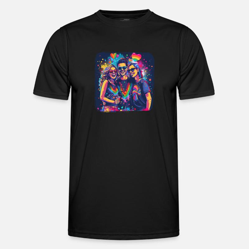 Rainbow Connection Embrace, Happy Pride - Männer Funktions-T-Shirt - Schwarz