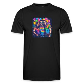 Étreinte de connexion arc-en-ciel, fierté heureuse - T-shirt sport Homme - noir - Devant - AI Model Male 178 dark (178cm)