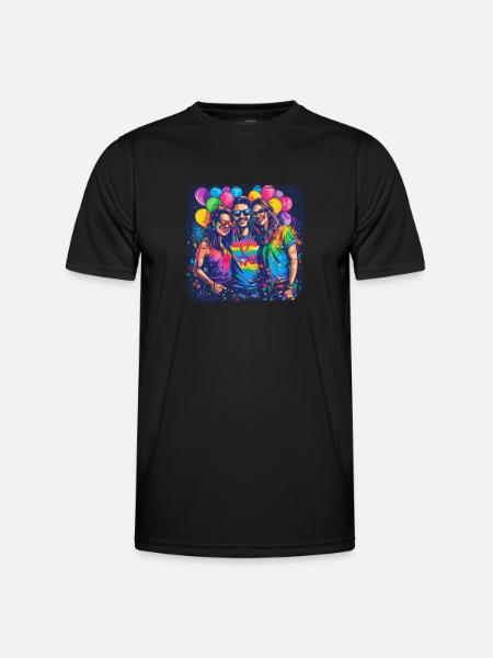 Rainbow Connection Embrace, Happy Pride - Men's Functional T-Shirt - black
