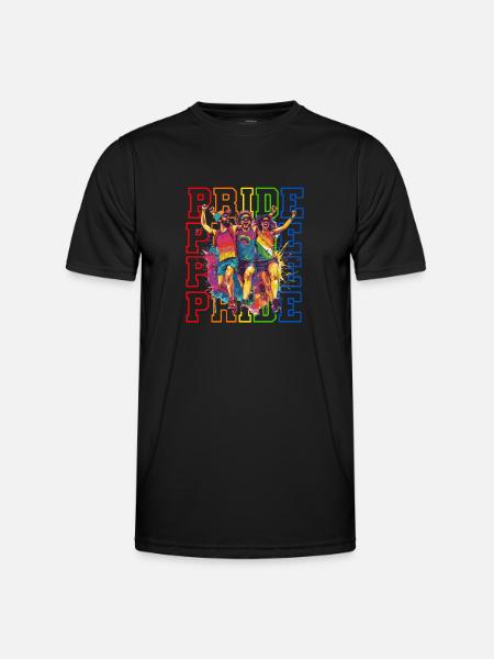Rainbow Connection Embrace, Happy Pride - Men's Functional T-Shirt - black