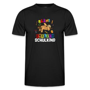 Bääm Finally Schoolchild Sloth School - Men's Functional T-Shirt - black - Front - AI Model Male 178 dark (178cm)