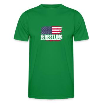 Wrestling Wrestler Fight Wrestling Ringer Gift - Men's Functional T-Shirt - kelly green - Front - AI Model Male 178 dark (178cm)