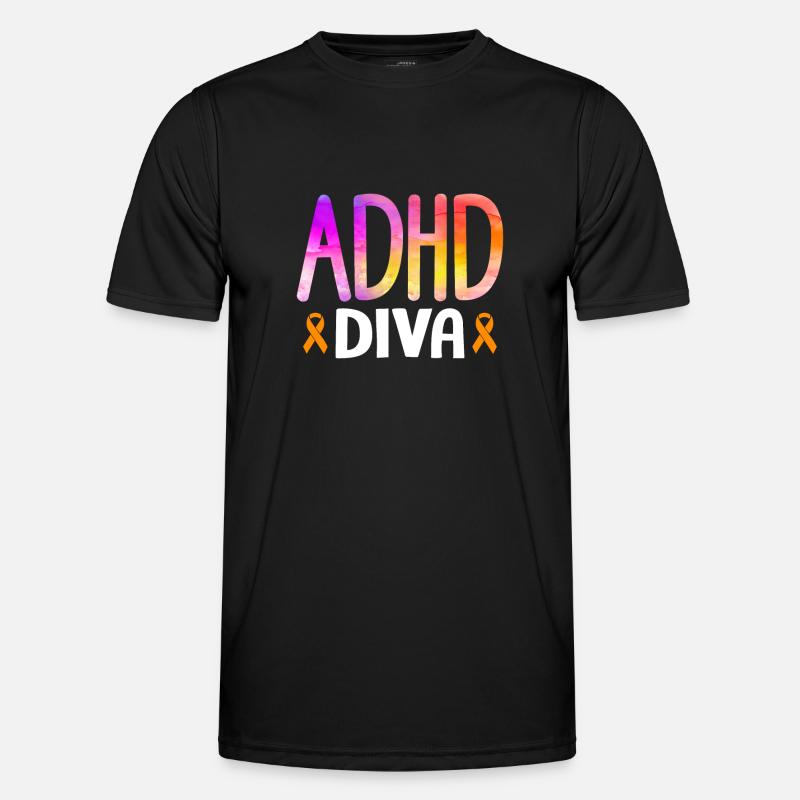 Witziger ADHS Spruch - Männer Funktions-T-Shirt - Schwarz