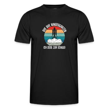 Bye Bye Kindergarten I'm Jetting To School - Men's Functional T-Shirt - black - Front - AI Model Male 178 dark (178cm)