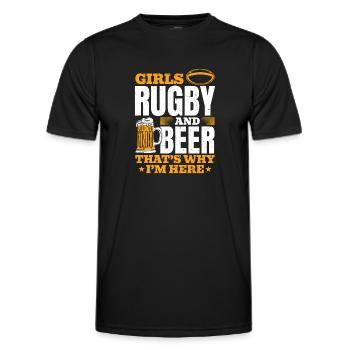 Le rugby féminin et la bière, c’est pour ça que je suis là - Rugby Q - T-shirt sport Homme - noir - Devant - AI Model Male 178 dark (178cm)