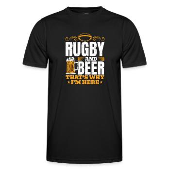 Le rugby et la bière, c’est pour ça que je suis là - Citation de Rugby - T-shirt sport Homme - noir - Devant - AI Model Male 178 dark (178cm)
