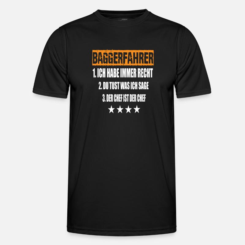 Baggerfahrer - Männer Funktions-T-Shirt - Schwarz