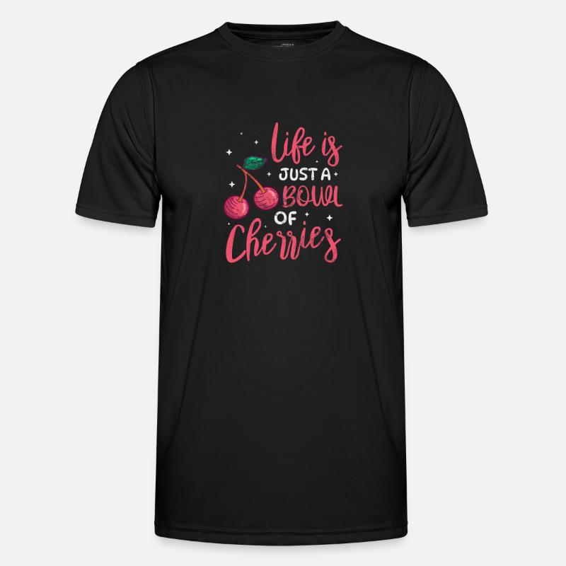 Kirsche - Männer Funktions-T-Shirt - Schwarz