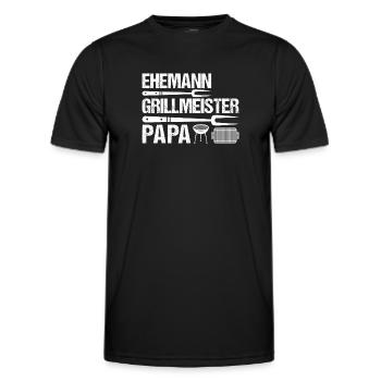 Papa Vatertag Idee - Ehemann Grillmeister Papa - Männer Funktions-T-Shirt - Schwarz - Vorne - AI Model Male 178 dark (178cm)