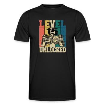 Level 18 Unlocked - Men's Functional T-Shirt - black - Front - AI Model Male 178 dark (178cm)