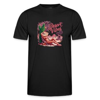 Sunset Desert Vibes Holiday Adventure - Men's Functional T-Shirt - black - Front - AI Model Male 178 dark (178cm)