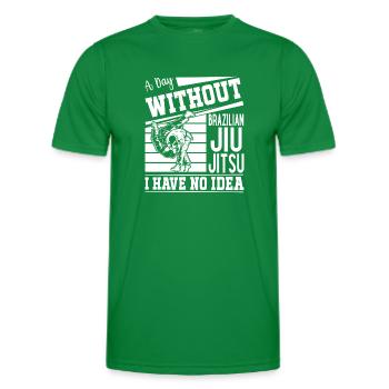 Une journée sans Jiu Jitsu Brésilien dont je n’ai aucune idée - T-shirt sport Homme - vert - Devant - AI Model Male 178 dark (178cm)