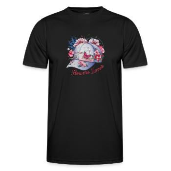 Stilvolle florale Mütze mit Schmetterlings Design - Männer Funktions-T-Shirt - Schwarz - Vorne - AI Model Male 178 dark (178cm)