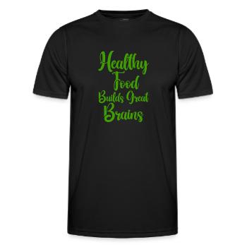 Les aliments sains construisent un excellent cerveau - T-shirt sport Homme - noir - Devant - AI Model Male 178 dark (178cm)