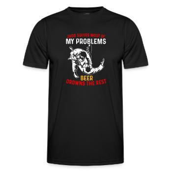 Judo solves most of my problems beer drowns the re - Men's Functional T-Shirt - black - Front - AI Model Male 178 dark (178cm)