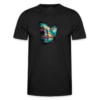 Schmetterling Wasserfall Naturszene - Männer Funktions-T-Shirt - Schwarz - Vorne - AI Model Male 178 dark (178cm)