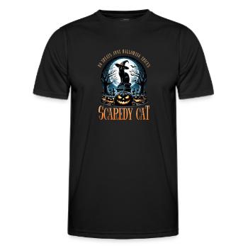 Fröhliches Halloween, Scaredy Cat - Männer Funktions-T-Shirt - Schwarz - Vorne - AI Model Male 178 dark (178cm)