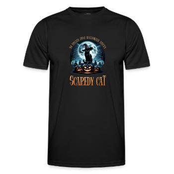 Fröhliches Halloween, Scaredy Cat - Männer Funktions-T-Shirt - Schwarz - Vorne - AI Model Male 178 dark (178cm)