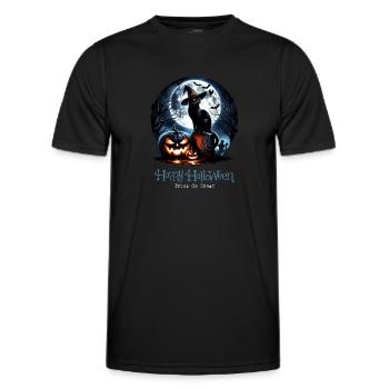 Fröhliches Halloween, Scaredy Cat - Männer Funktions-T-Shirt - Schwarz - Vorne - AI Model Male 178 dark (178cm)