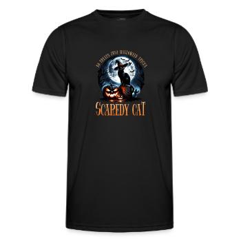 Fröhliches Halloween, Scaredy Cat - Männer Funktions-T-Shirt - Schwarz - Vorne - AI Model Male 178 dark (178cm)