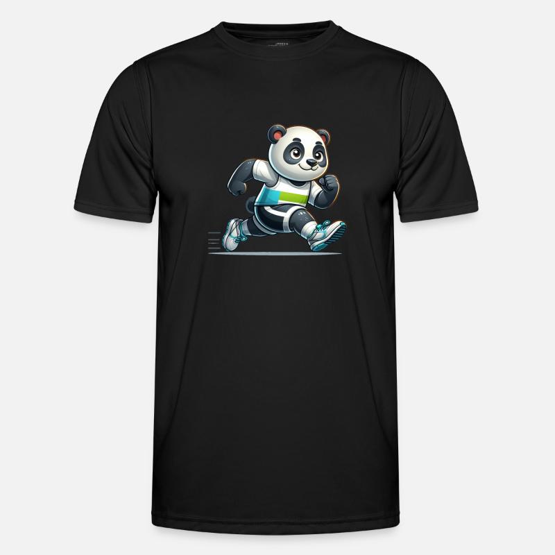 Cute Marathon Runner Panda - Men's Functional T-Shirt - black