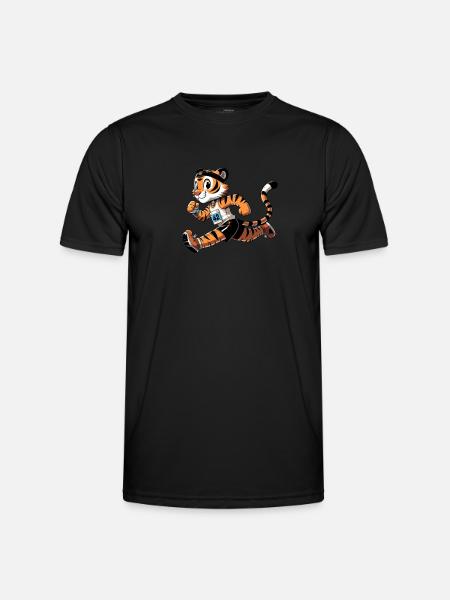 Cute Marathon Runner Tiger - Men's Functional T-Shirt - black