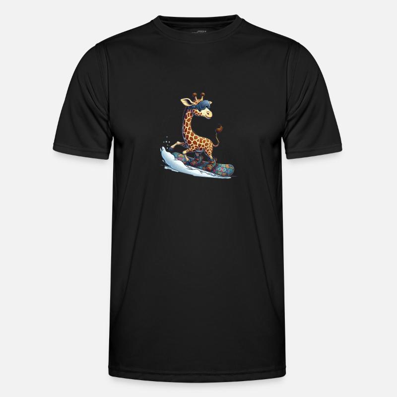 Cute Snowboarder Giraffe - Men's Functional T-Shirt - black
