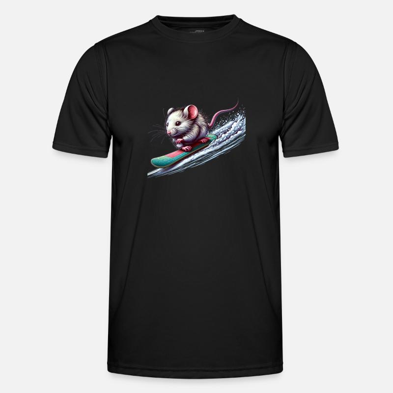Cute Snowboarder Mouse - Men's Functional T-Shirt - black