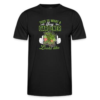 This is what a sexy gardener looks like - Hobby Ga - Men's Functional T-Shirt - black - Front - AI Model Male 178 dark (178cm)
