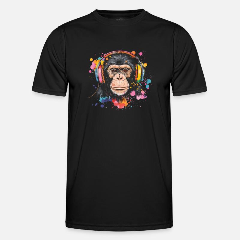 Affe Mit Kopfhörer Damen Deko Herren Geschenk Männer Funktions-T-Shirt