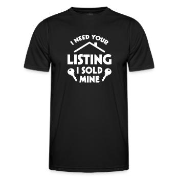 Agent immobilier Agent immobilier Cadeau d’agent immobilier - T-shirt sport Homme - noir - Devant - AI Model Male 178 dark (178cm)