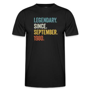 Legendary Since September 1980 44th Birthday - Men's Functional T-Shirt - black - Front - AI Model Male 178 dark (178cm)