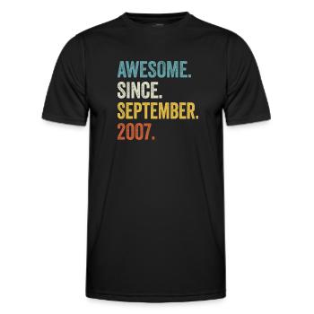 Awesome Since September 2007 17th Birthday - Men's Functional T-Shirt - black - Front - AI Model Male 178 dark (178cm)
