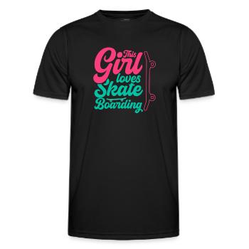 Skateboarding girl liebt Skateboarding Skaten - Männer Funktions-T-Shirt - Schwarz - Vorne - AI Model Male 178 dark (178cm)