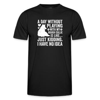 Rough Collie Dog Funny Rough Collie Quotes - Men's Functional T-Shirt - black - Front - AI Model Male 178 dark (178cm)