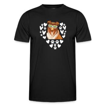 Rough Collie Heart Rough Collie Lover - Men's Functional T-Shirt - black - Front - AI Model Male 178 dark (178cm)