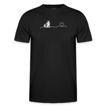 Rough Collie Puppy - Rough Collie Heartbeat Heart - Men's Functional T-Shirt - black - Front - AI Model Male 178 dark (178cm)