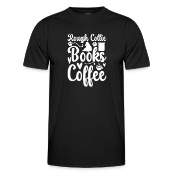 Rough Collie Books Coffee - Rough Collie Puppy - Men's Functional T-Shirt - black - Front - AI Model Male 178 dark (178cm)