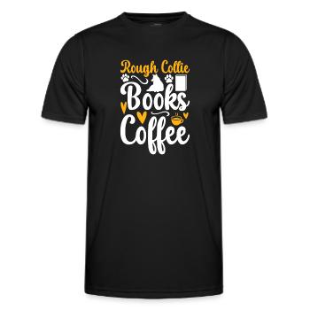 Rough Collie Books Coffee - Rough Collie - Men's Functional T-Shirt - black - Front - AI Model Male 178 dark (178cm)