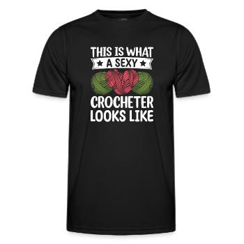 Voici à quoi ressemble une crocheteuse sexy - Funny C - T-shirt sport Homme - noir - Devant - AI Model Male 178 dark (178cm)