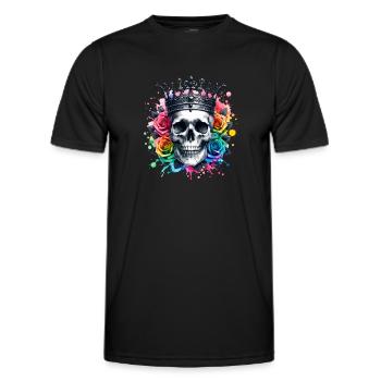 Carnival Halloween Día de Muertos Skull with - Men's Functional T-Shirt - black - Front - AI Model Male 178 dark (178cm)